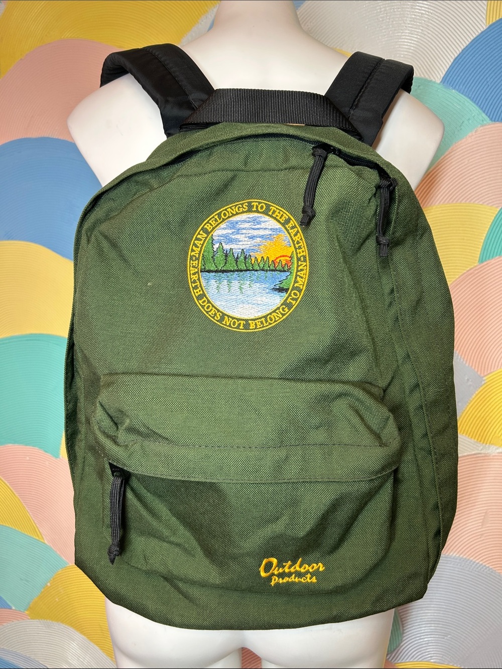 Outdoor Products Men's Olive Green Backpack with Nature Patch